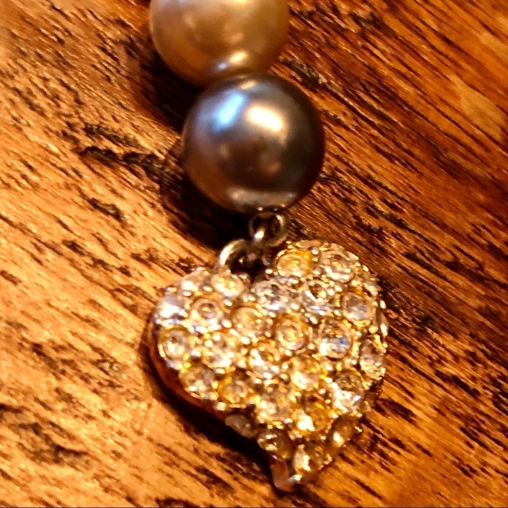 NRT Pearl and Rhinestone Heart Lariat Necklace - Picture 6 of 16